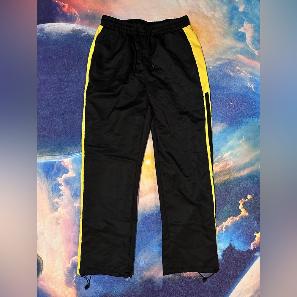 Black and Yellow Adjustable Track Sweat Pants